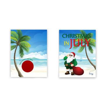 My Scratch Offs Christmas in July Scratch Off Game Cards - 26 Pack of Summer Holiday Party Games - Palm Tree Santa