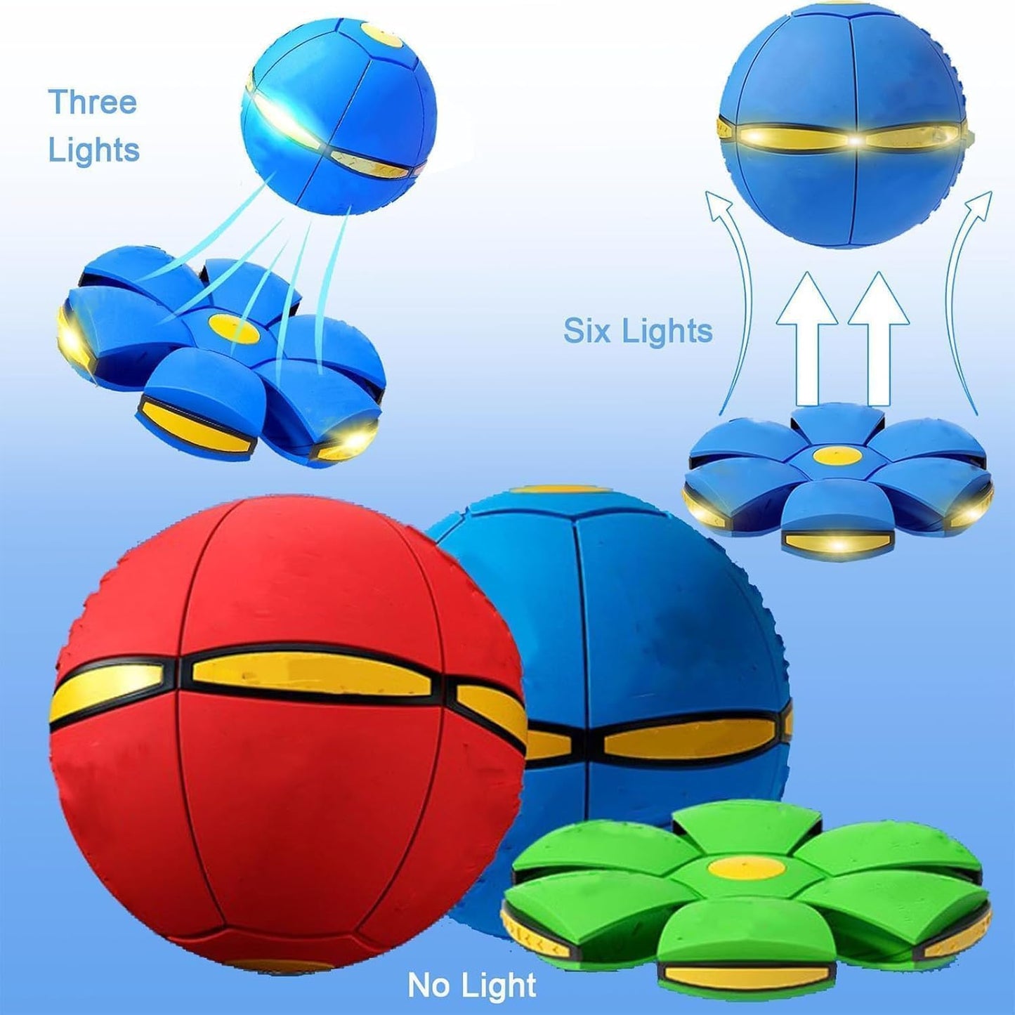 ZSJGGBOY Magic Ball, Magic Bouncing Ball with 6 Light, Dual Form Freely Switchable, Parent-Child Interaction Suitable for Indoor & Outdoor Use (Blue)