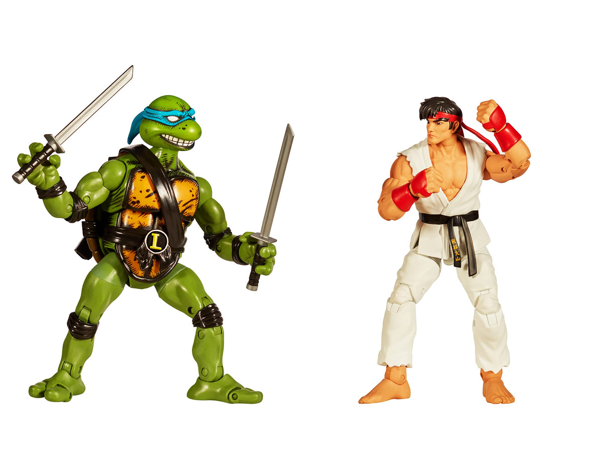 PlayMates Teenage Mutant Ninja Turtles vs. Street Fighter: 6” Leonardo vs. Ryu Action Figures 2-Pack Toys
