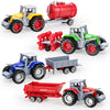 QUANA 4 Pack Farm Tractors, Plastic Farm Truck Toys for Kids Boys 3 4 5 6 7 8 Years Old, Detachable Farm Vehicles Playset Birthday Party Birthday