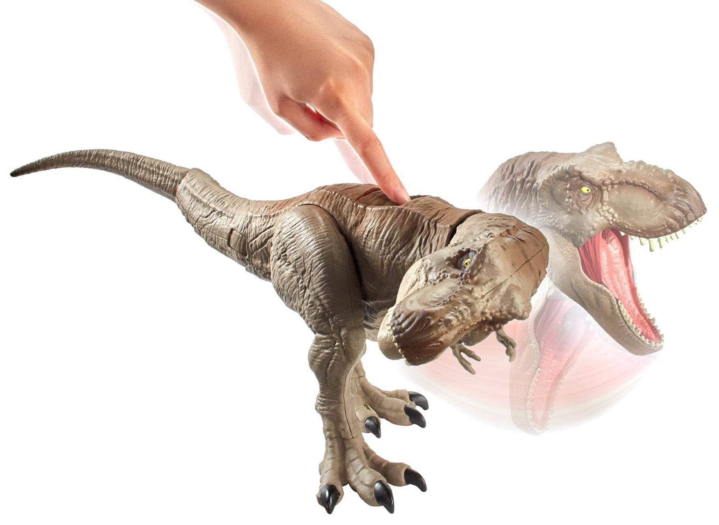Jurassic World Bite 'n Fight Tyrannosaurus Rex in Larger Size with Realistic Sculpting, Articulation and Dual-Button Activation for Tail Strike