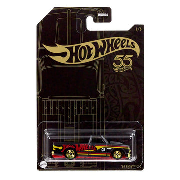 2023 Hotwheels 55th Anniversary Pearl & Chrome Complete 6 Cars Set - Premium Metal Toy Cars for Collectors and Enthusiasts, 1:64 Scale Die-Cast