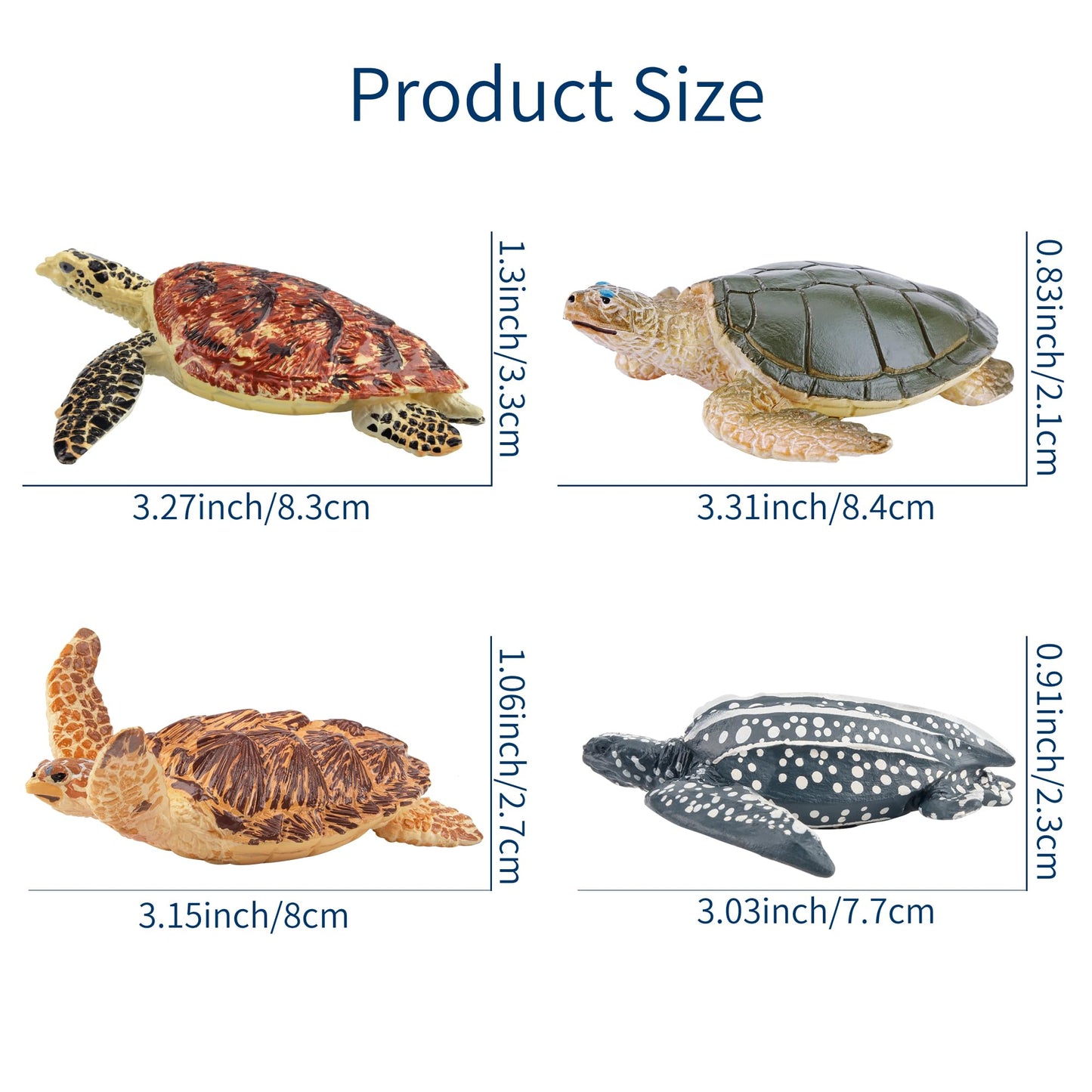 Toymany 6PCS Realistic Sea Turtle Figurines, Plastic Ocean Sea Animals Figures Set Includes of Turtles, Educational Toy Cake Toppers Christmas