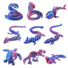 BAJINBE 9Pack 3D Printed Animals Set Include Dinosaur Sharks Axolotl Turtle Cobra 3 Style Dragons 3D Printed Fidget Toys Home Office Desk Decor