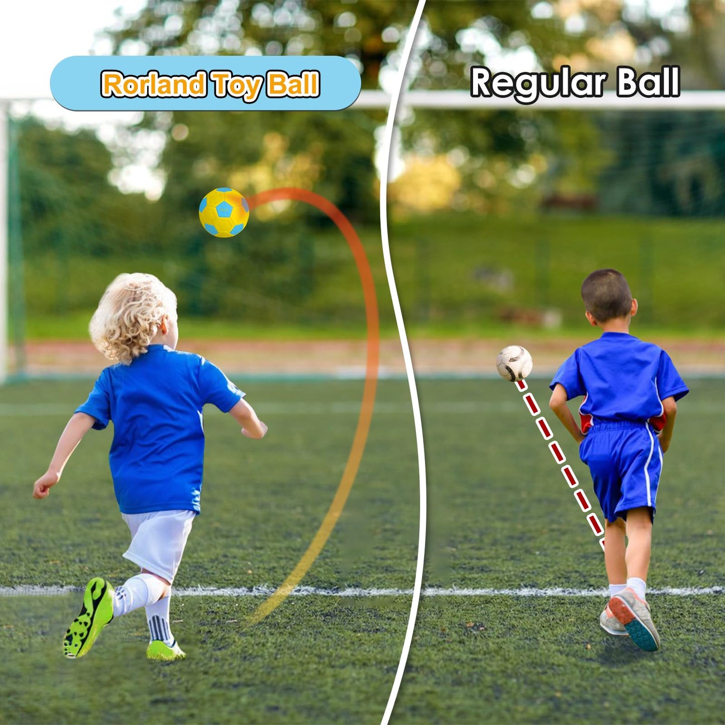 RORLAND Swerve and Curve Size 4 Soccer Ball,Soccer Training Ball with Special Panels to Play, Outdoor Indoor Activities Games, Kids Fun Football