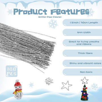 RIMOBUL Pipe Cleaners Craft Chenille Stems 100 Pcs Chenille Cleaners Fuzzy Sticks for DIY Art Creative Crafts Decorations, 6 mm x 12 Inch, Assorted