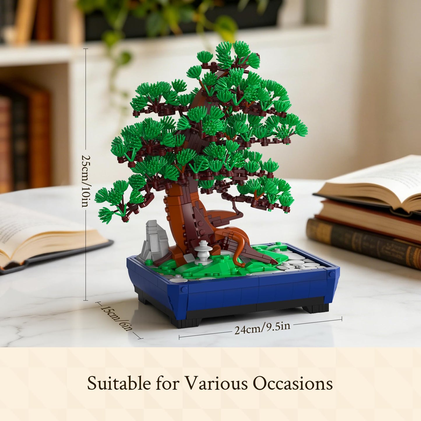 Wise Block Bonsai Tree Building Set for Adults, 950 PCS Japanese Pine Bonsai Building Kit with Interchangeable Snow & Green Foliage, Botanical