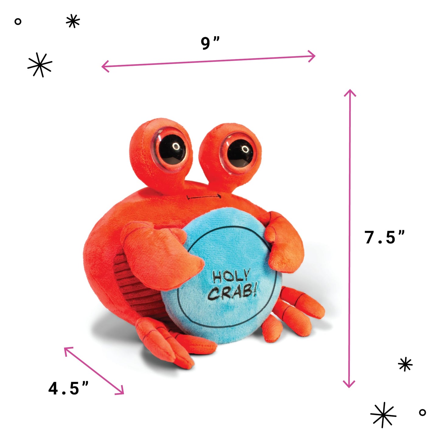 Punchkins Crab Plushie - Holy Crab! Sassy Crab Plush, Gift for Animal Lovers, Cute Plush Toy for Gifting