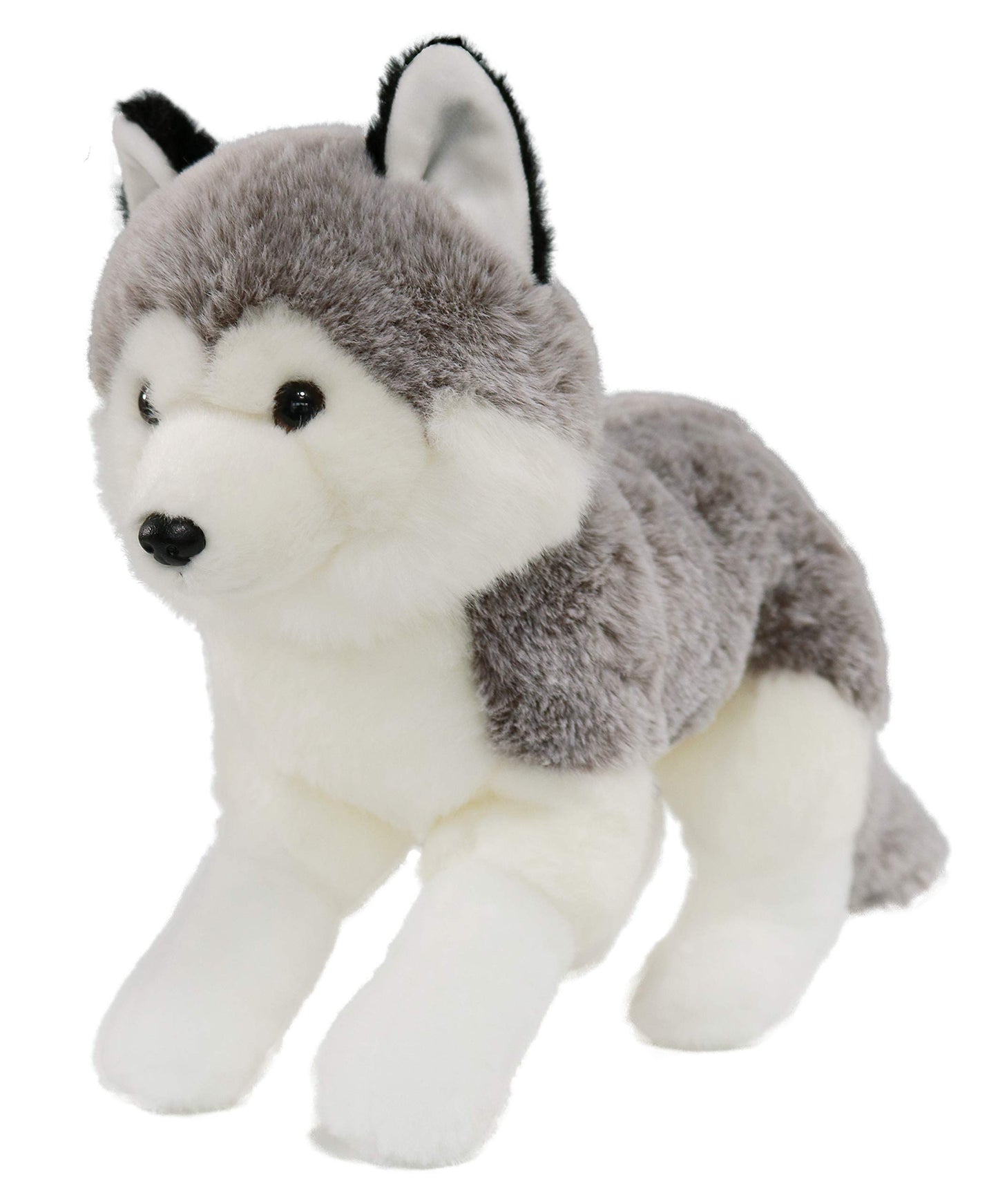 Ice King Bear Lifelike Siberian Husky Stuffed Animal - Plush Toy - 13 Inches Length (Lying)