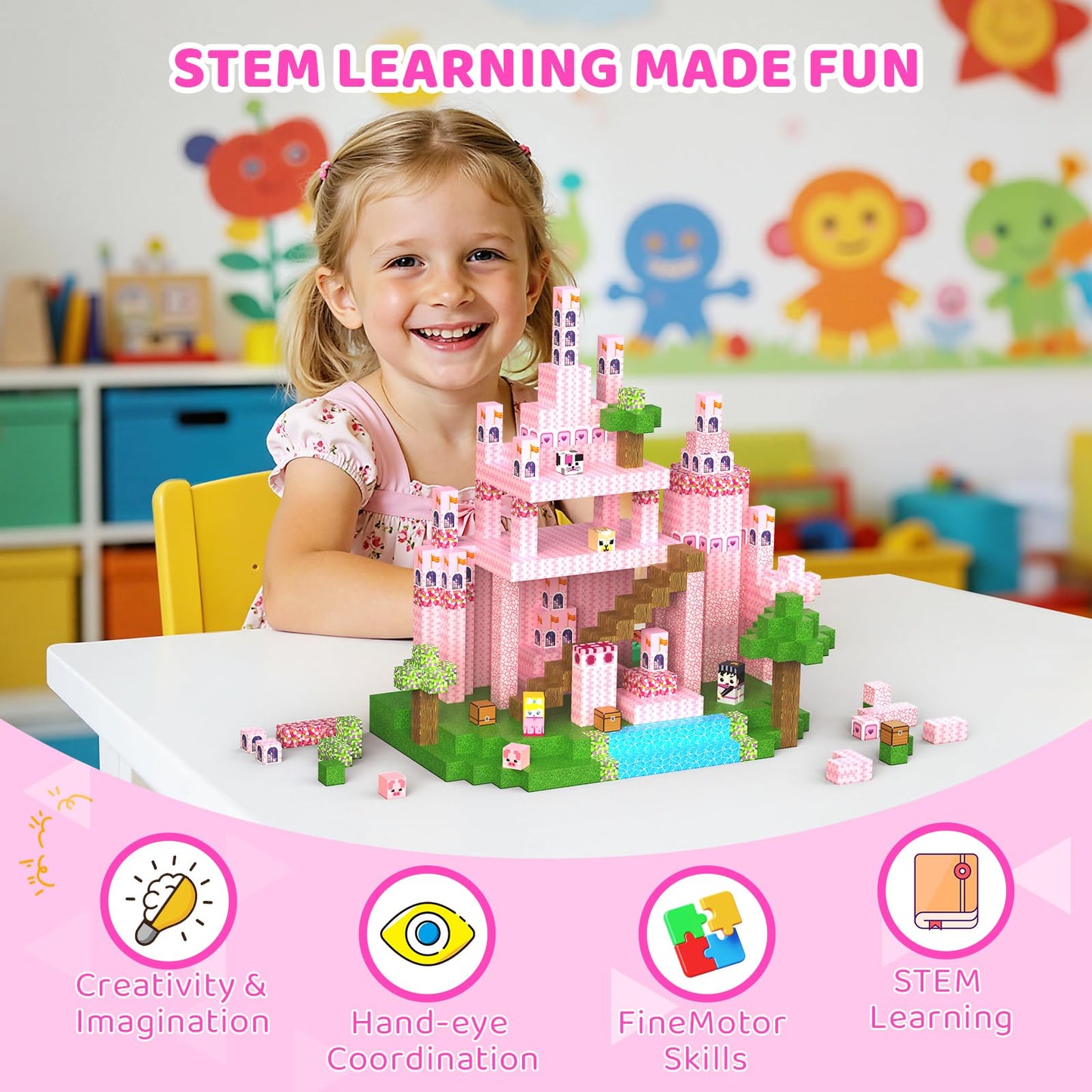 Uneviesyka Magnetic Blocks,100 PCS Magnetic Building Blocks Set STEM Montessori Sensory Educational Construction Cubes Toys,Christmas Birthday Easter