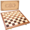 VAMSLOVE 14inch Checkers Folding Wooden Game Set, 8x8 Classic Checkerboard International Checkers Draughts Board 64 Square with Pieces Storage Slots