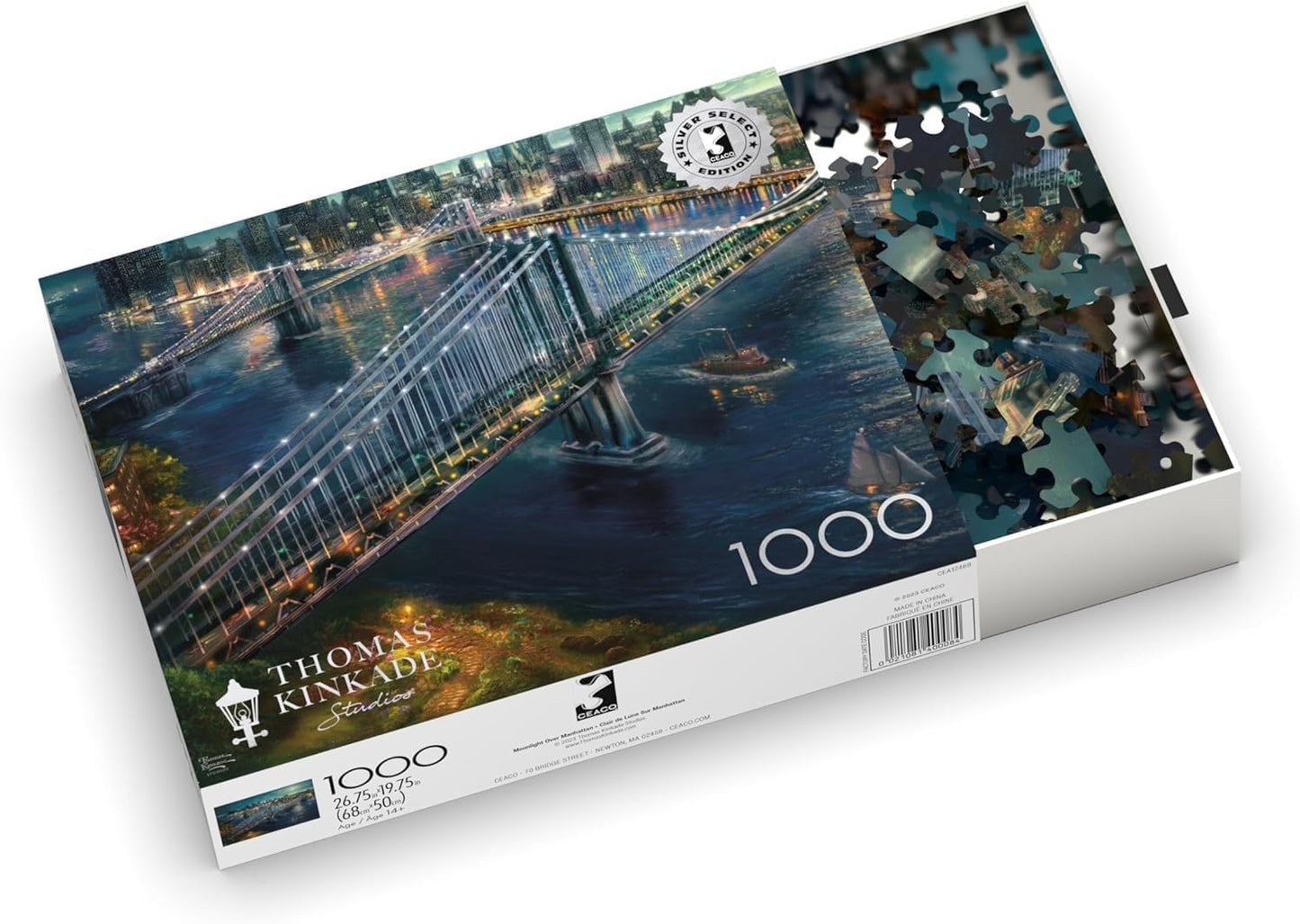 Buffalo Games - Silver Select - Thomas Kinkade - Moonlight Over Manhattan - 1000 Piece Jigsaw Puzzle for Adults - Challenging Puzzle Perfect for Game