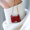 Miniature Red Quilted Handbag for 1:12 & 1:6 Scale Dollhouse, Classic Fashion Purse with Gold Chain, Realistic Diorama Accessory for Adult Collectors