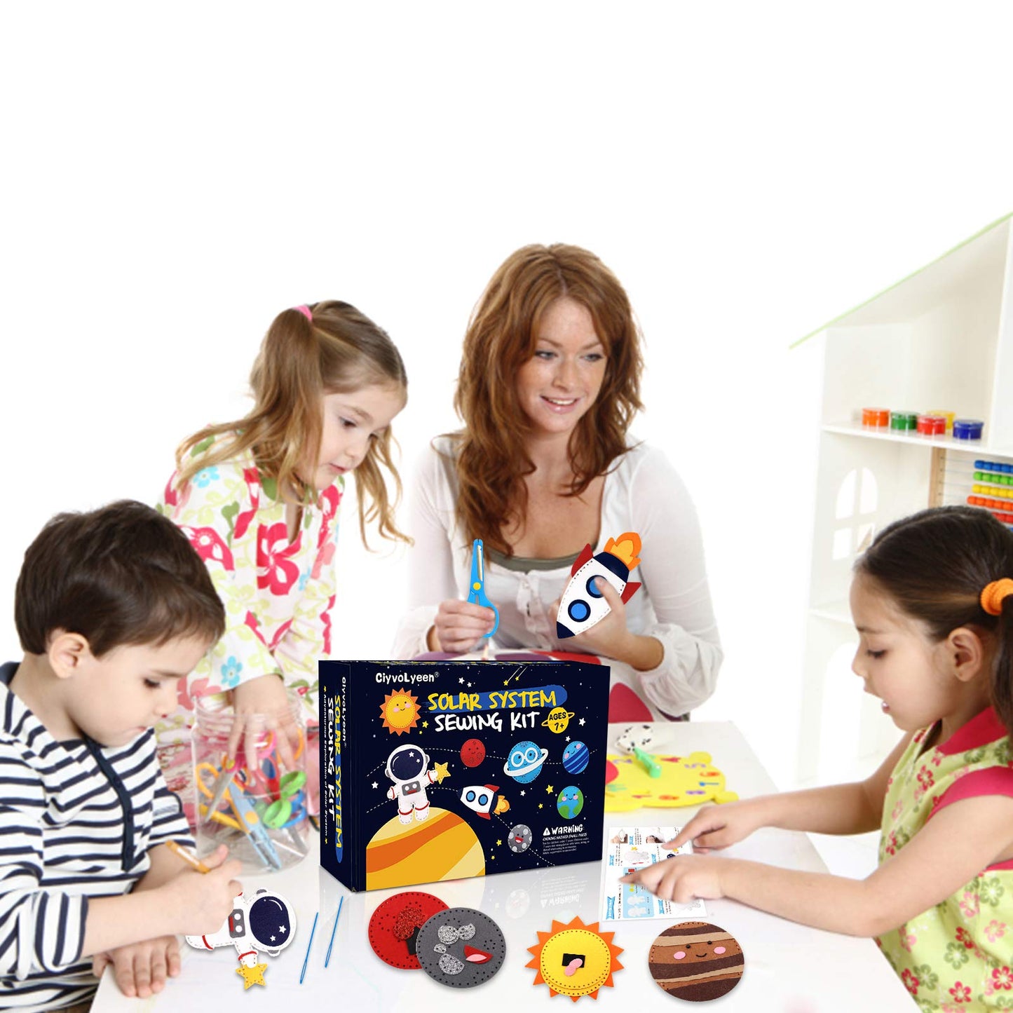 CiyvoLyeen Space Sewing Kit for Kids Solar System DIY Activity Kids Felt Craft Supplies for 7 8 9 10 11 12 Girls and Boys Educational Beginners Sewing