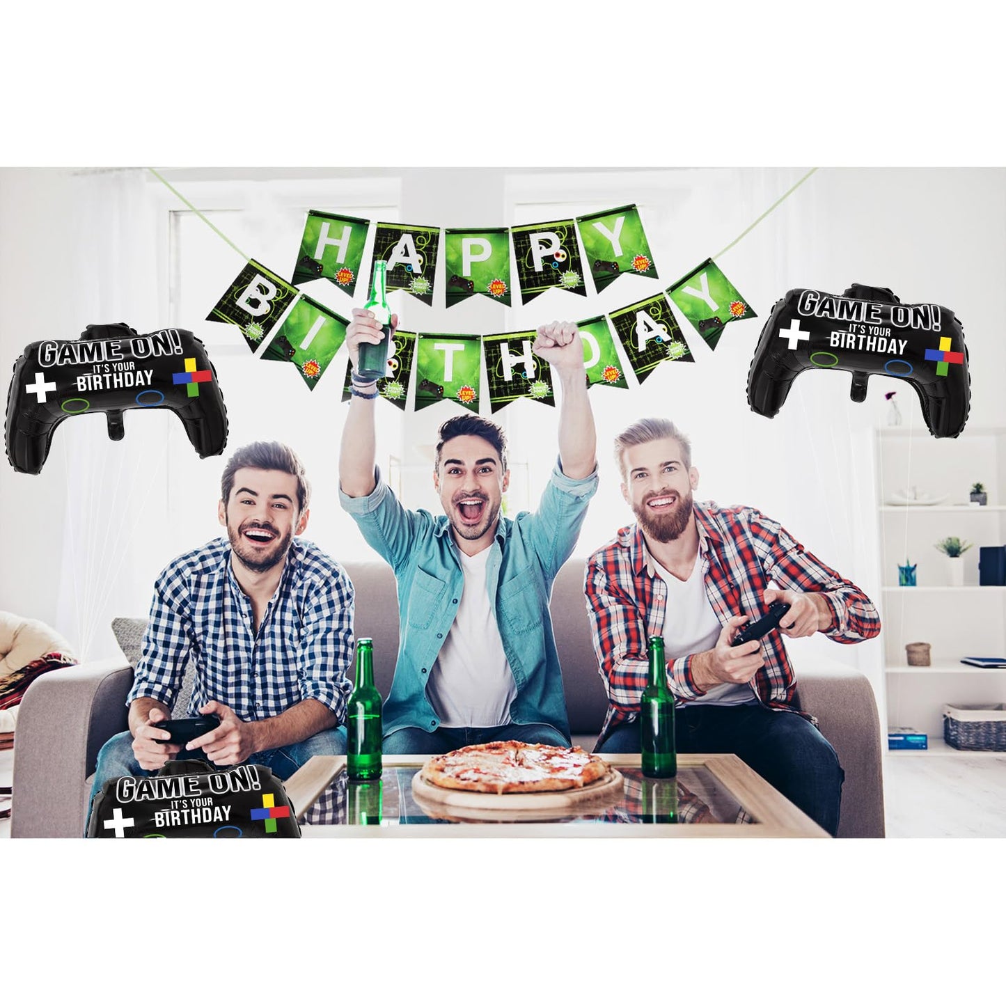 Gejoy 8 Pcs Game Controller Foil Balloons, 23.6 x 15.7 Inch Video Game Party Balloons for Gamer Birthday Party, Halloween, Video Games Themed