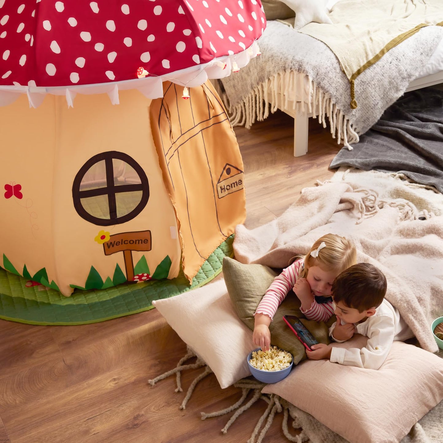 Enchanted Mushroom Play Tent - A World of Adventure for Kids 3+ - Large 61 x 61 x 60 Inch Toddler Tent for Creative Indoor Fun, Non-Slip Play Mat