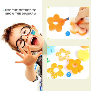 Paint Sponges for Kids,52pcs Early Learning Toddlers Sponge Paint Brushes Stamps Foam Art Craft Drawing Tools for Toddlers