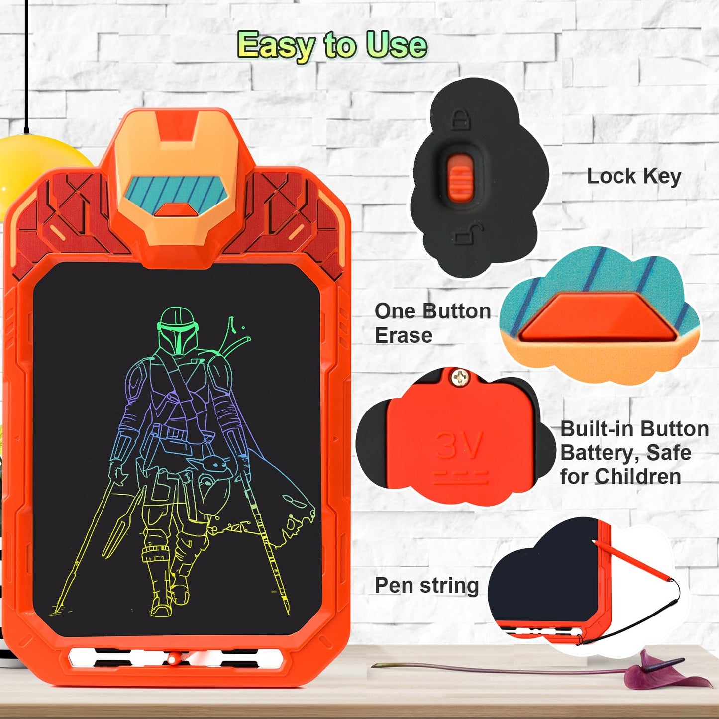 CHAFEGY 10 Inch LCD Writing Tablet for Kids - Mech Warrior, Erasable Doodle Board Drawing Pad, Travel Educational Toy for Toddlers 3-8, Birthday Boys