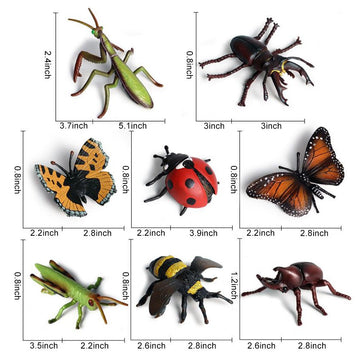 Odowalker 8 Pcs Lifelike Assorted Plastic Insects Bugs Figures Model