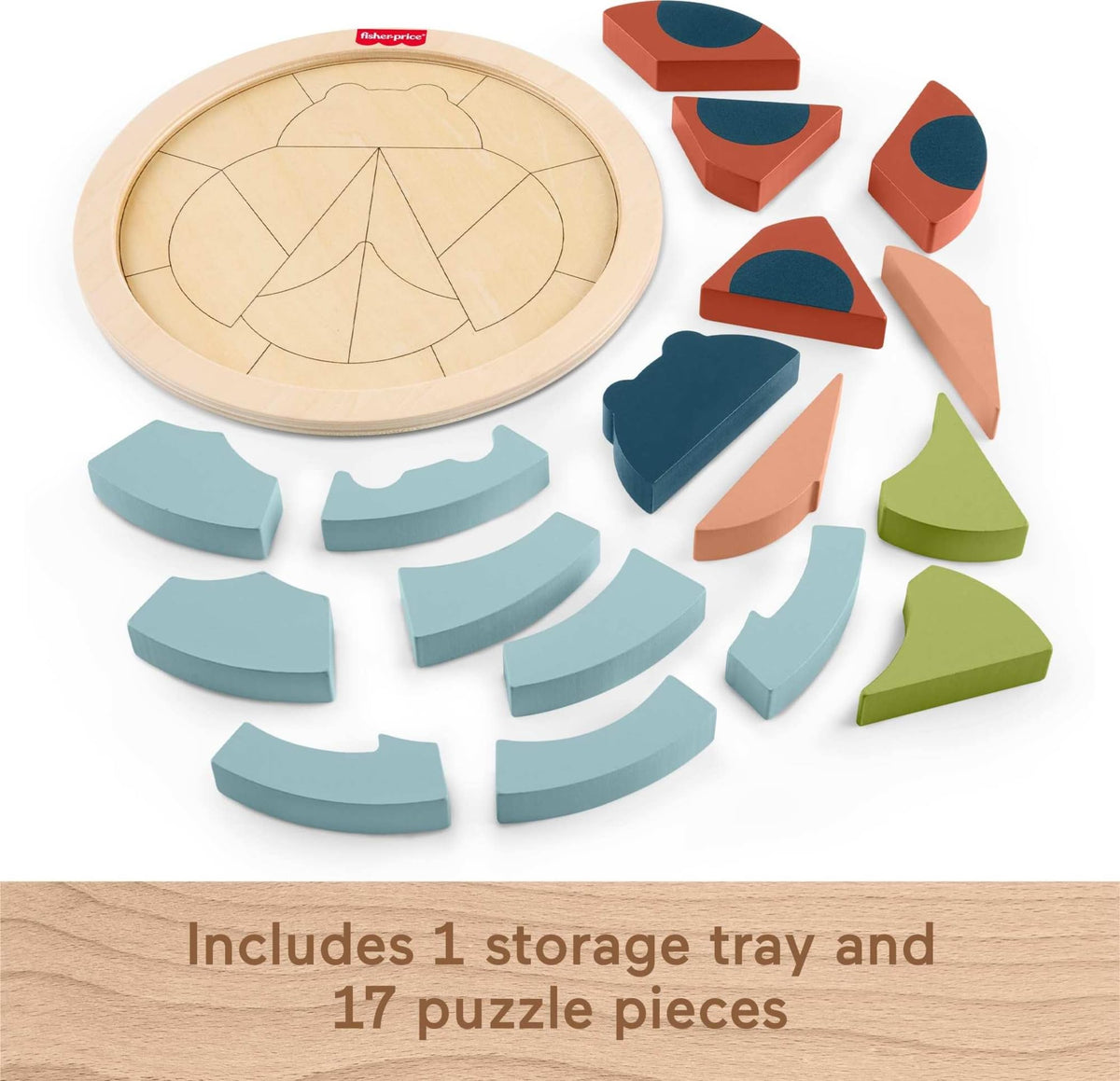 Fisher-Price Wood Preschool Toy Jigsaw Puzzle, Tiny Garden Lady Bug 18-Piece Wooden Activity for Fine Motor Play Kids Ages 3+ Years