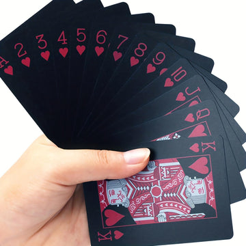zeamas 1pc Waterproof Plastic Poker Playing Cards PET Table Games Halloween/Thanksgiving Day (Red x Silver)