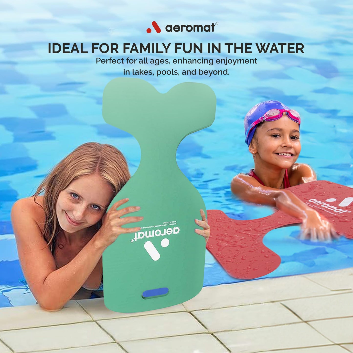 Aeromat Foam Water Saddle (31" x 16") Foam Pool Float for Adults - Green