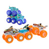 Hot Wheels Monster Trucks Multipack, 1:64 Scale Mega-Wrex & Tiger Shark Toy Trucks with Big Rigs in Matching Power Smashers Deco