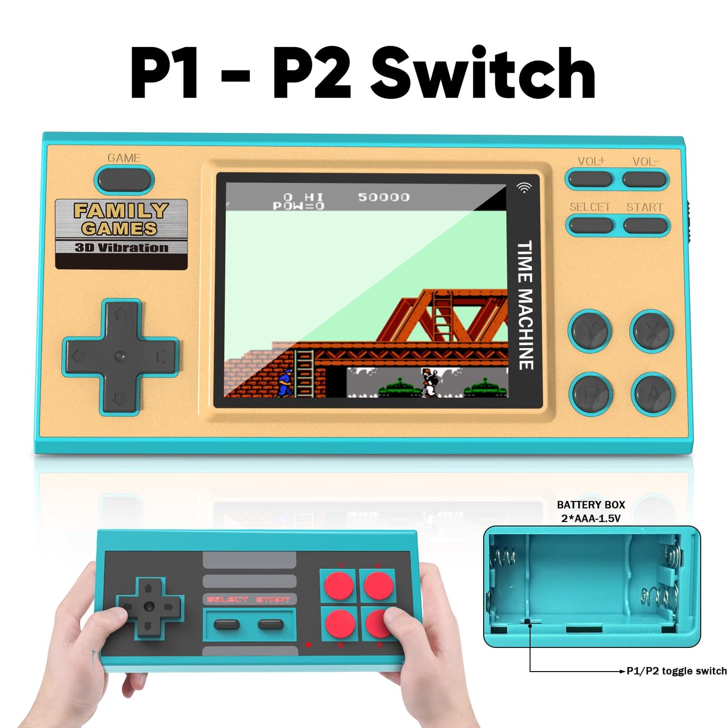 EASEGMER Handheld Games for Kids, Built-in 198 Classic Plug and Play Games, 3 Inch Portable Video Games Player Best Kids Electronic for Boys Ages 4-12
