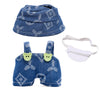 LYBHYQTII Doll Clothes Compatible with Labubu 17cm 3 Piece Denim Set Including a Blue Rompers, White Bag, Hat - Cowboy Stylish Adorable Premium Outfit