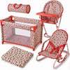Floral Baby Doll Accessories Set, 3-1 Baby Doll Crib, Baby Doll High Chair & Bouncer Seat. 18 inch Doll Accessories with Doll Bed. 18" Dolls Furniture