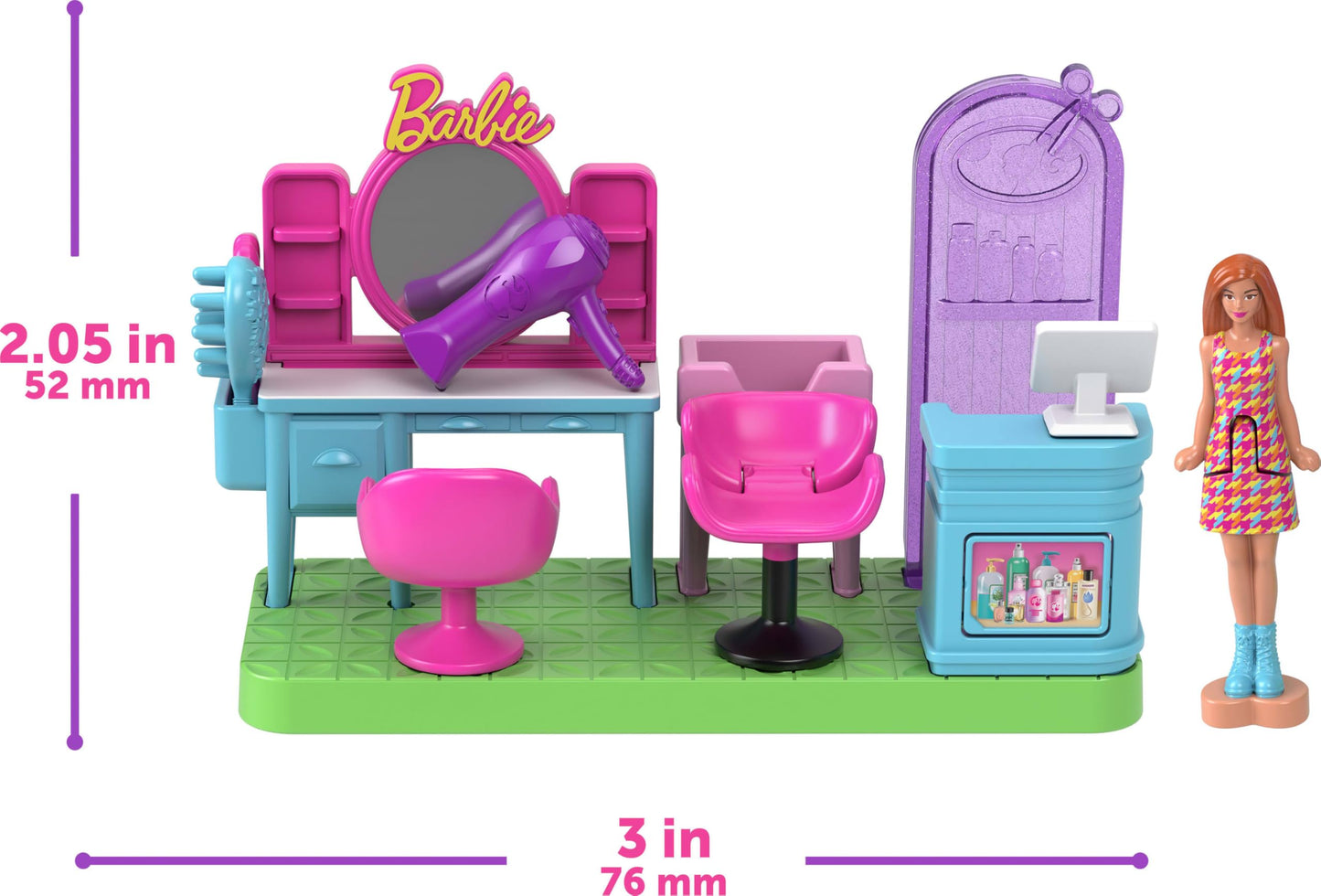 Barbie Mini Land DreamHouse & 3 Playsets with 4 1.5-Inch Dolls, Doll House Furniture & Accessories, Includes Pet Boutique, Hair Salon, & Supermarket
