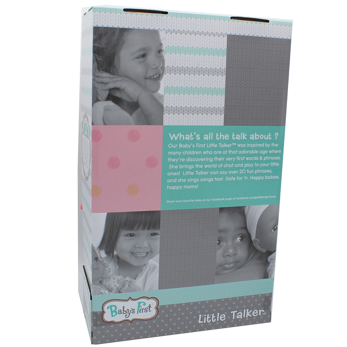 Goldberger's Baby's First: Little Talker Brunette Doll - Says 20 Random Phrases When Tummy is Pressed, Machine Washable - Safe for Children Ages 1
