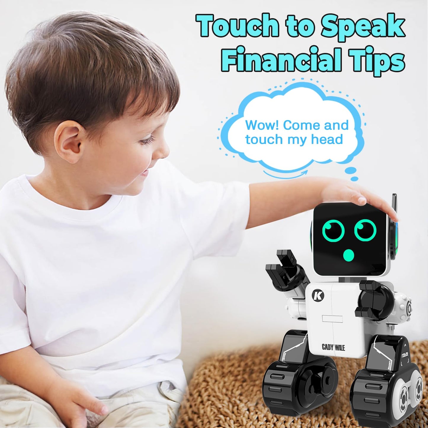 okk Robot Toys for Kids, Programmable Remote Control Robot, Interactive Toys with Coin Bank, LED and Tray, Walking Talking Singing Dancing Gift for
