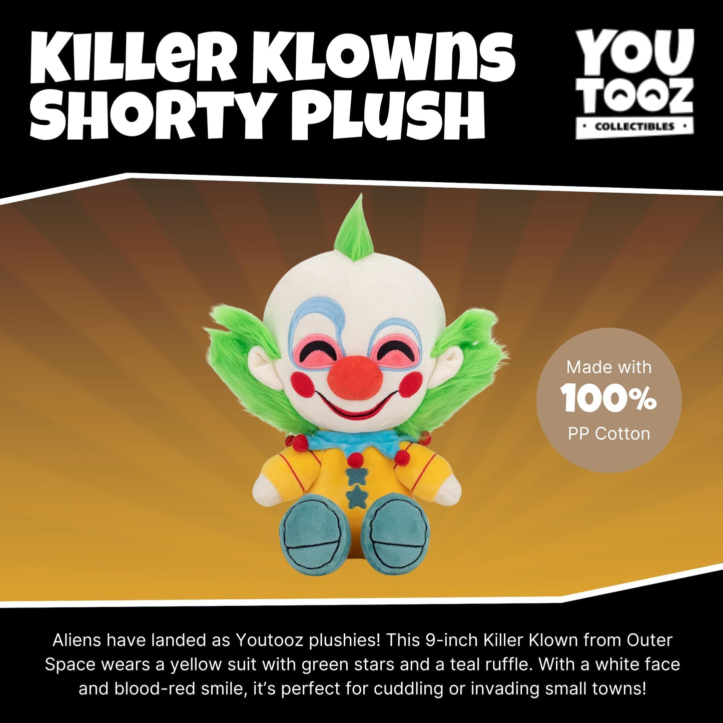 Youtooz Shorty Plush 9", Collectible Stuffed Figure from Killer Klowns from Outer Space, Soft Horror Movie Plush for Fans and Collectors