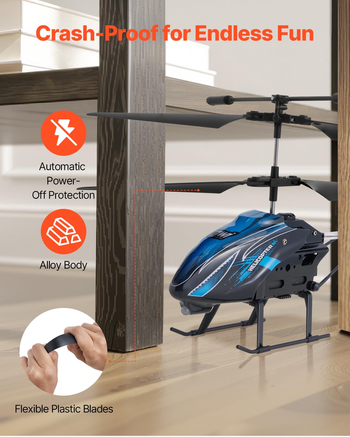 VEVOR RC Helicopter, 2.4GHz Flying Remote Control Helicopter, 3.5 Channel RC Airplane for Kid, 16 Mins Flight Time, Altitude Hold, One-Key