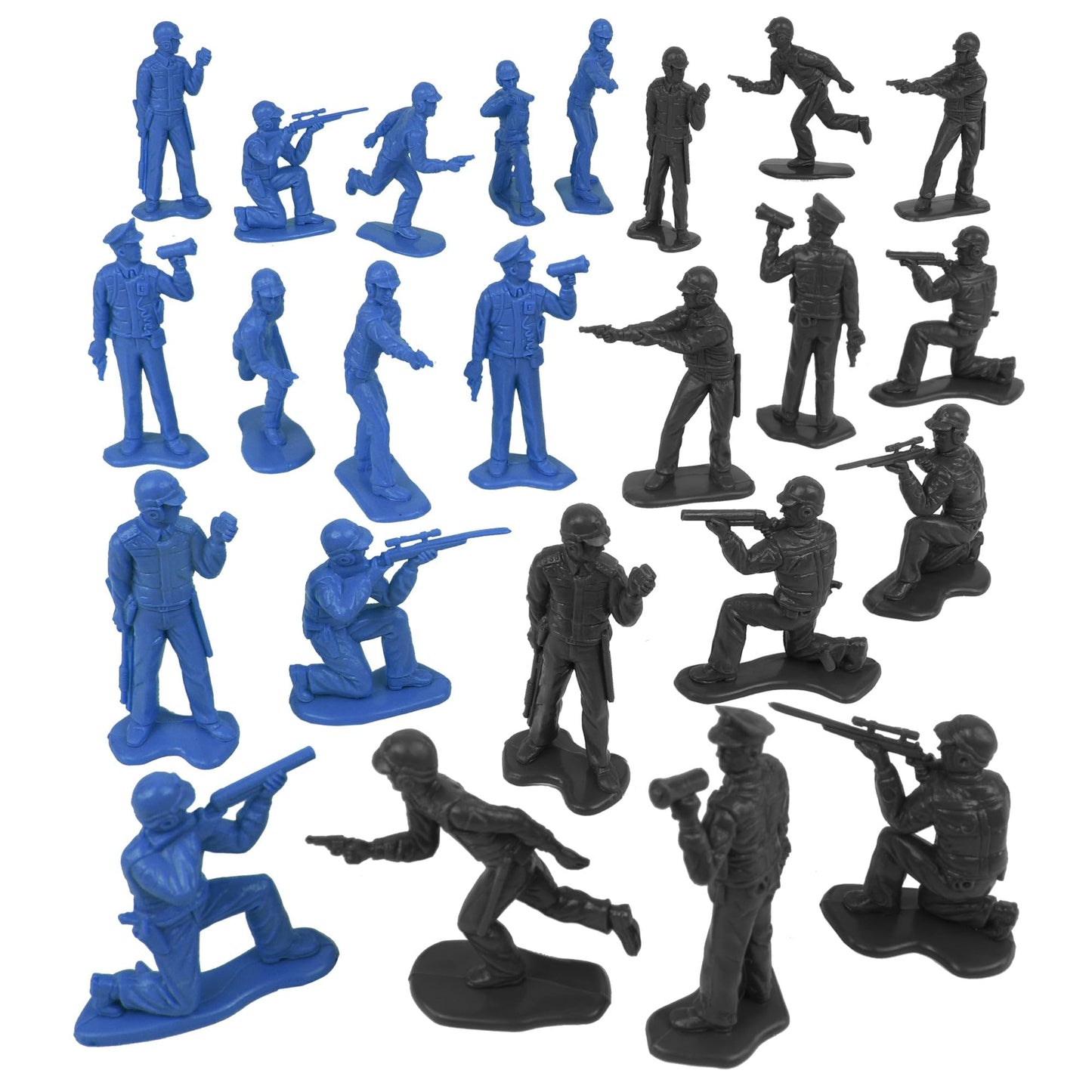 Tim Mee Toy SWAT Plastic Army Men - 24 Black and Blue Police Figures US Made