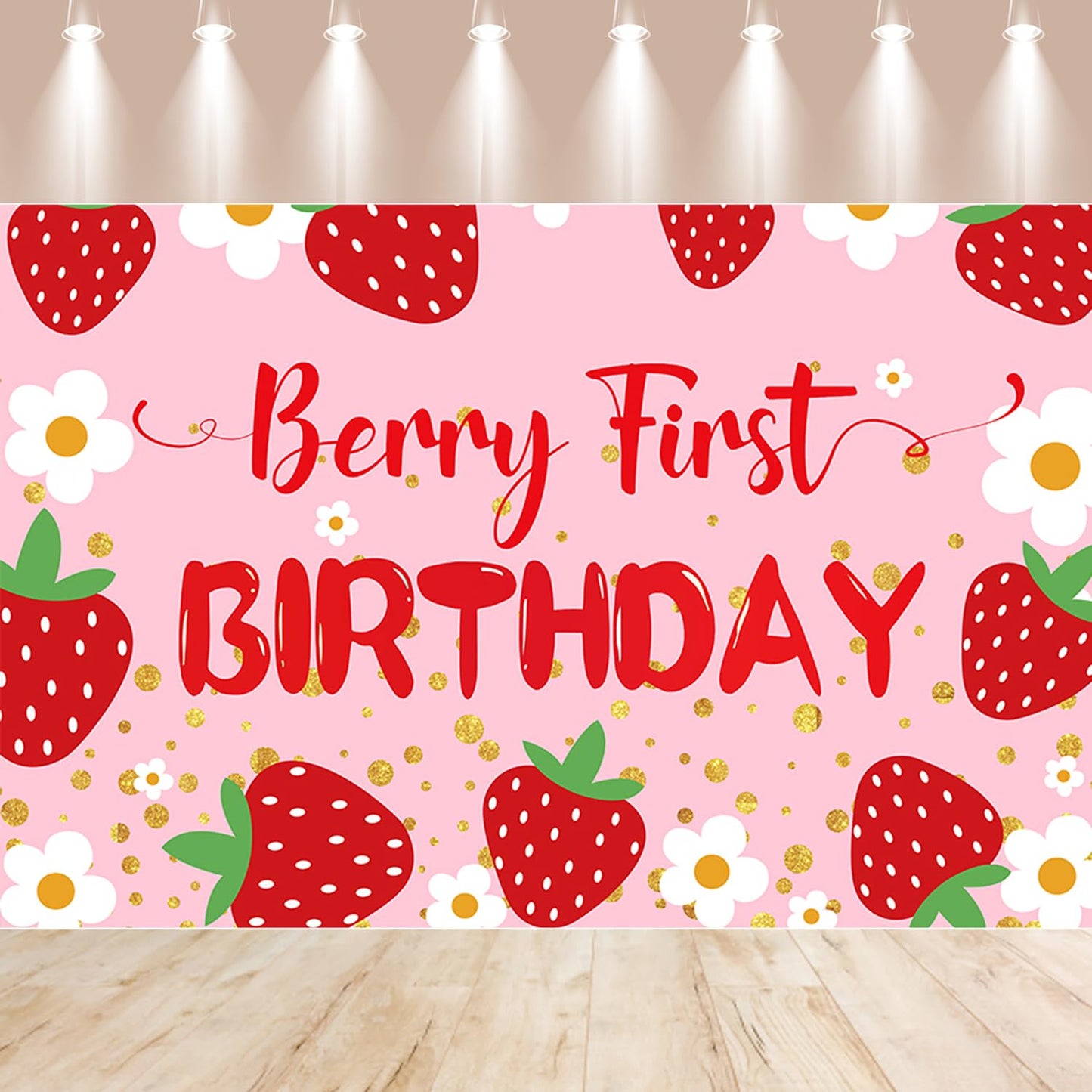 Berry Baby Girl 1st Birthday Decor, Strawberry First Birthday Decorations for Girls with Balloon Arch, Party Backdrop,Photo Banners,Cupcake