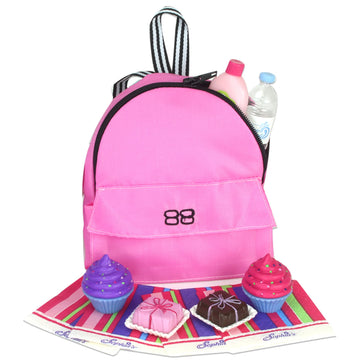 Sophia's 8 Piece Beach Day Backpack with Accessories and Treats Set for 18'' Dolls, Pink