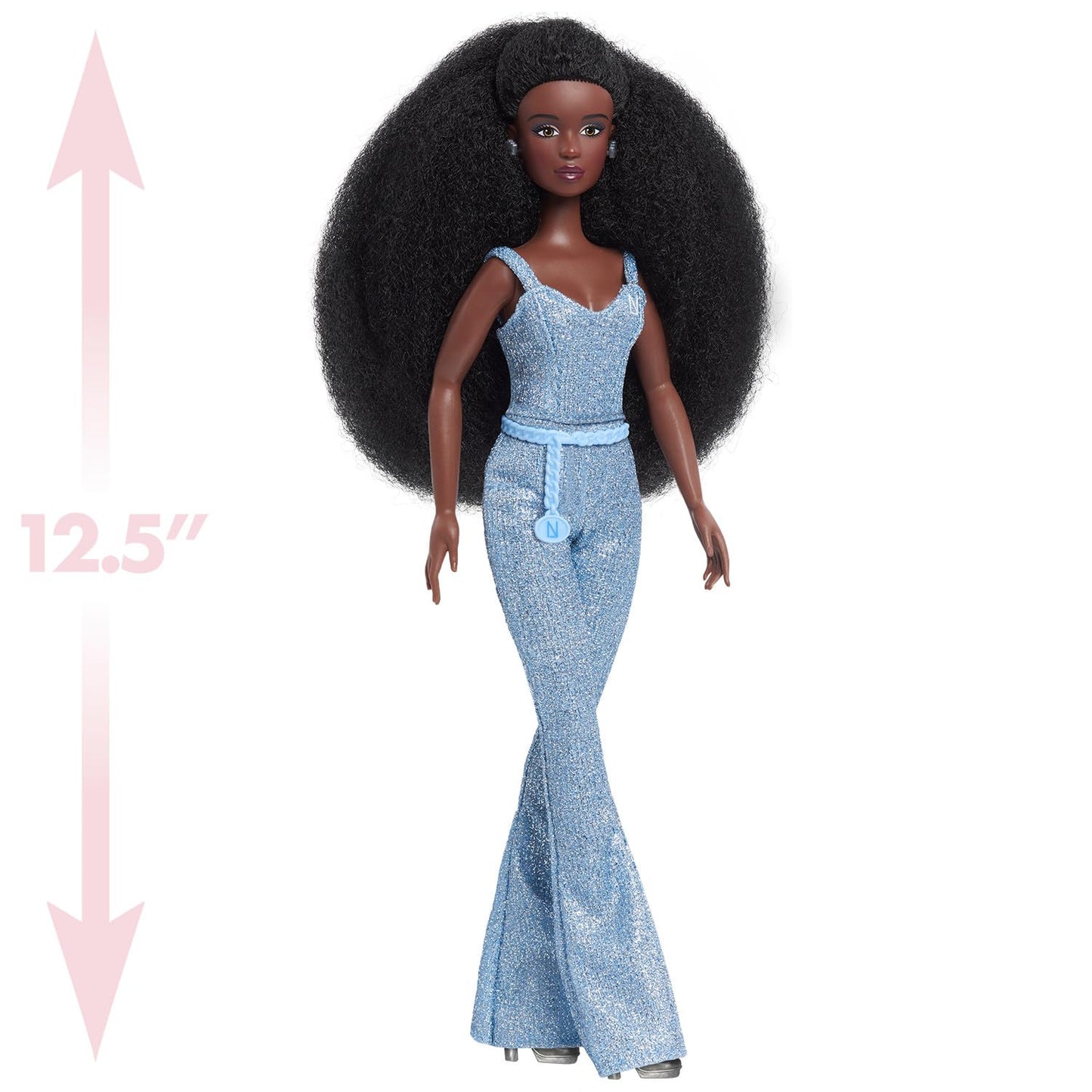 Naturalistas “Crown Collection” 11.5-inch Liya Fashion Doll and Accessories with 4C Textured Hair and Deep Brown Skin Tone by Purpose Toys