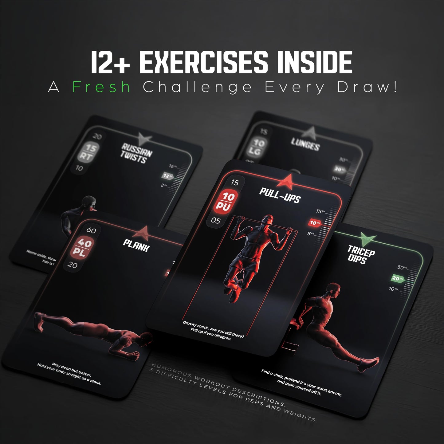 GymJoker Fitness Card Game - Fun Workout Challenge Deck with Chips & Rings | Turn Exercise into Competitive Gym Games | Perfect for Group Workouts