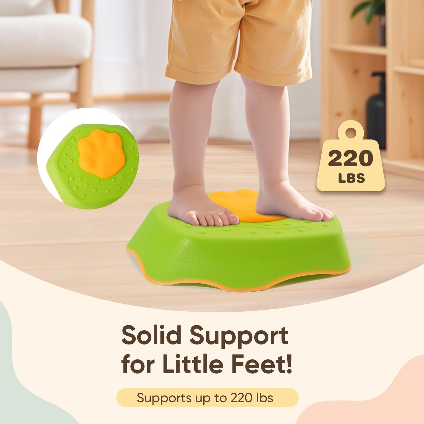 G-WING Stepping Stones for Kids, 5-Piece Balance Stones with SOUND EFFECTS & Non-Slip Base, Indoor/Outdoor Motor Skills Toys for Toddlers Age 3+
