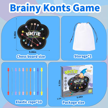 Rope Untangling Puzzle Game, Brainy Knots Game, Brainy Knots with Multi-Level Challenges, Travel Games, Board Games, Gifts for Adult