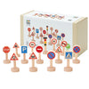 PlanToys® Traffic Signs & Lights Wooden Montessori Imaginative Play Set | Early Language, Social Skills and Real-World Awareness Activity | Eco