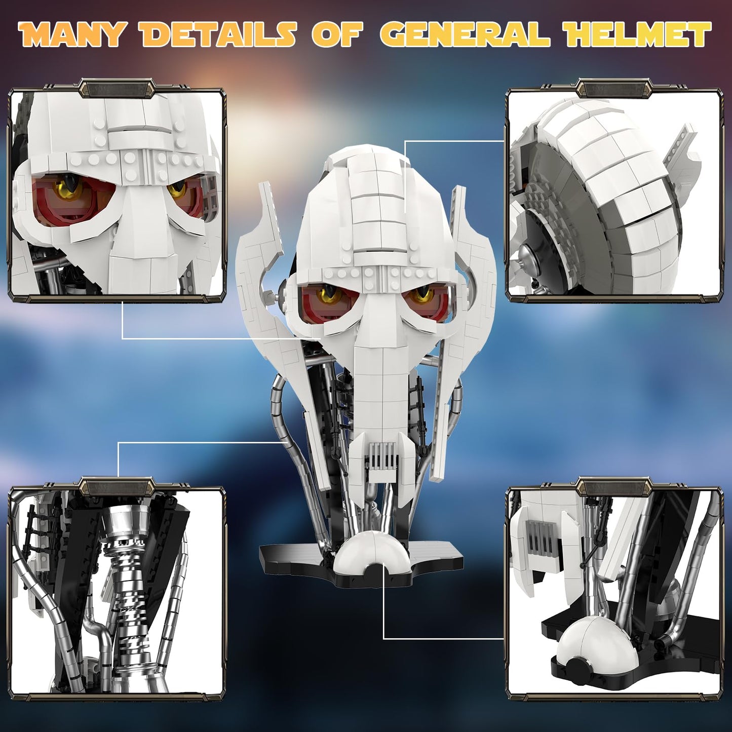 aphpaio General Helmet Building Sets, Collection Space Wars Figures Model with Buildable Display Stand, Perfect for Christmas Toy Gift for Kids Adult