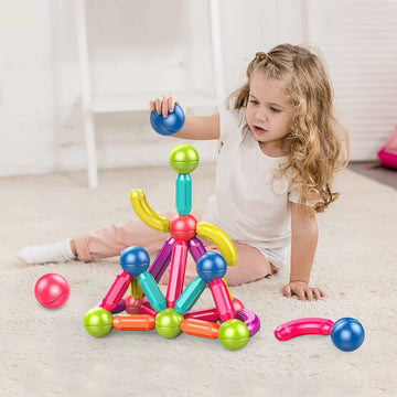 Ferthor Fun Magnetic Balls and Rods Set Building Blocks Magnets for Kids,Learning & Education Toys,Magnetic Sticks Blocks,Montessori Toys