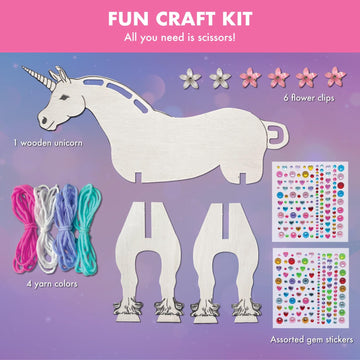 Magical Valley Unicorn Craft Kit for Kids, DIY Wooden Unicorn Craft with Yarn & Accessories, Arts & Crafts Kit, Creative Activity, Birthday Party