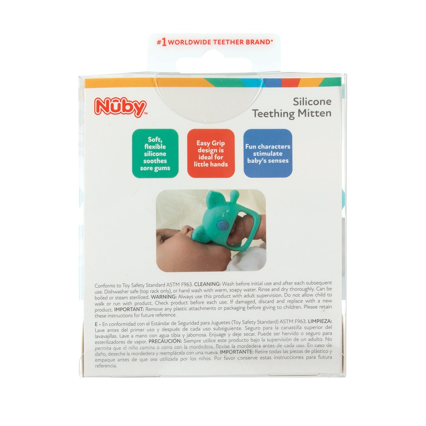 Nuby Silicone Wrist Teething Mitten - Baby Teether Ring - 3+ Months - Koala