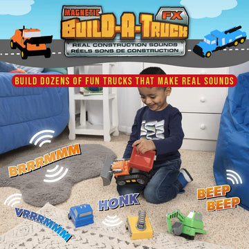 Popular Playthings Magnetic Build-A-Truck Set, Construction Vehicles for Kids Creative Truck Play, Gifts for Toddlers Ages 2 & Up - 4 Pieces