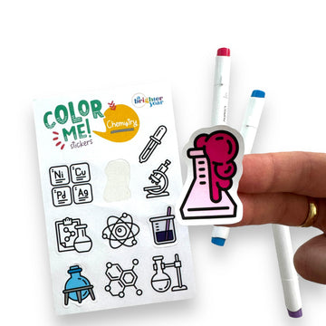 A Brighter Year Color-Your-Own Sticker Bundle, Space & Science Edition -3-Pack of 8.5” x 5.5” Sheets of 10 Stickers Each - Each Sticker is 1.5-2” x