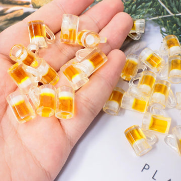 12PCS Mini Plastic Beer Mug Decorations - Dollhouse Resin Drink Cups for Keychain Accessories, DIY Craft Projects, Tableware Display, Miniature Scene